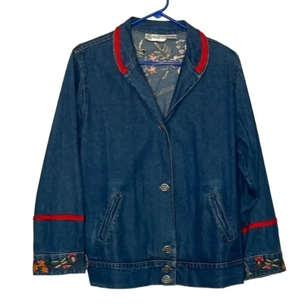 Unique Embroidered‎ S Collection Denim Jacket Size Medium (M)
